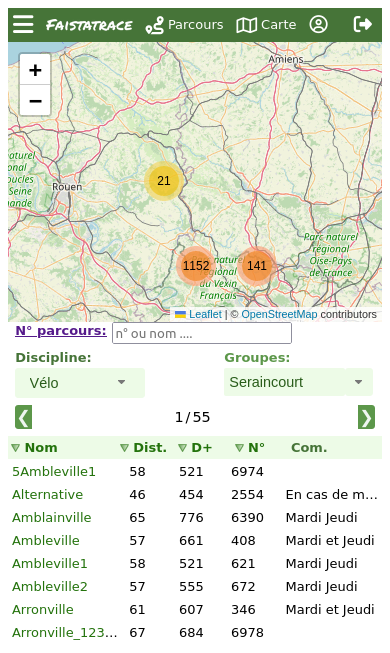 affichage parcours